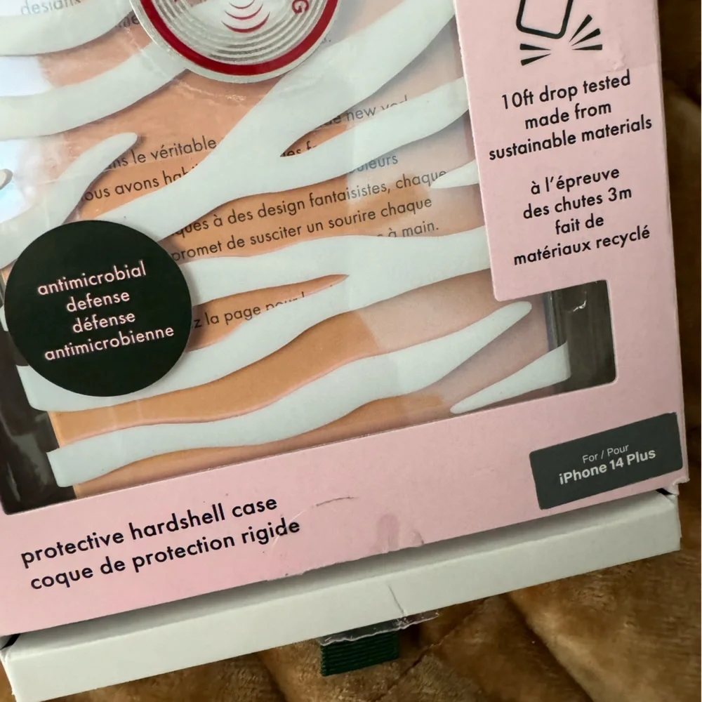 KATE SPADE ♠️ iPhone 14 Plus case in white/clear zebra print! Pretty & Practical